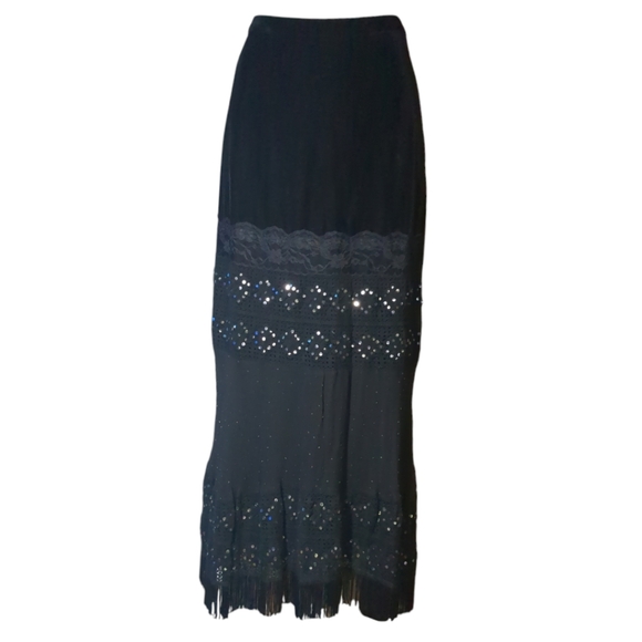 Michelle Antonelli Luxury Black Embellished Maxi Skirt Size M. - Picture 13 of 16